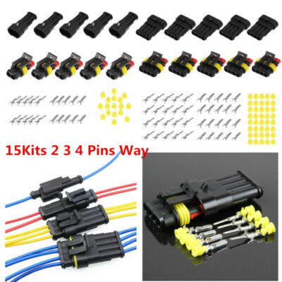 Electrical Wire Connectors Kit 15 Kits Super Seal Waterproof Electrical Connectors - 2, 3 & 4 Pin Car Wire Plugs Wire Connector Kit - Foto 8