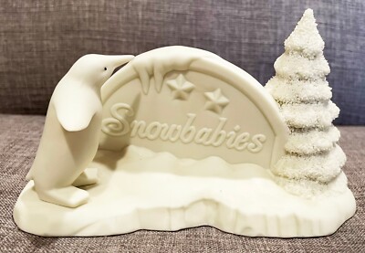 Department 56 Snowbabies Polar Sign Logo Ceramic Figurine Penguin 5''