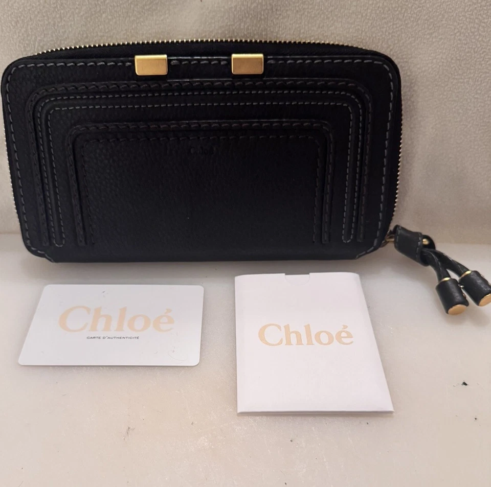 NEW Chloe Marcie Leather Zip Black Wallet- Never Been Used - Image 3 of 4