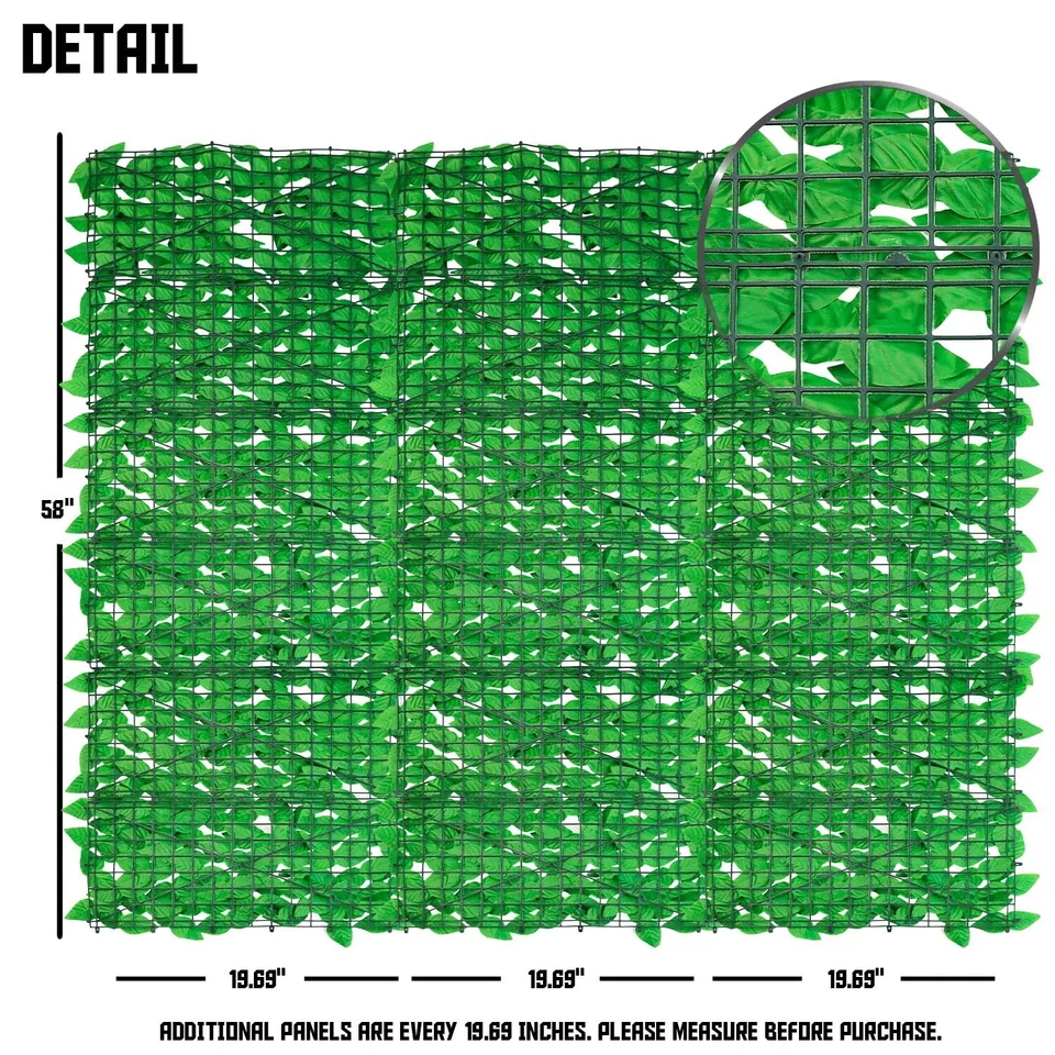 Panel de pantalla de valla de privacidad de hoja de laurel artificial de 58 pulgadas decoración de setos para el hogar hágalo usted mismo Foto 4 de 4
