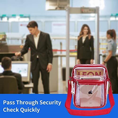 Clear Messenger Bag for Work & Business Travel for Men & Women,Stadium Red - Picture 6 of 7
