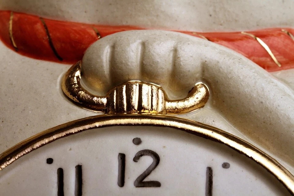 Craft Yuuki MANEKI-NEKO White Cat Ceramic Pillar Clock 40x13x4cm Money Luck Item - Image 4 of 4