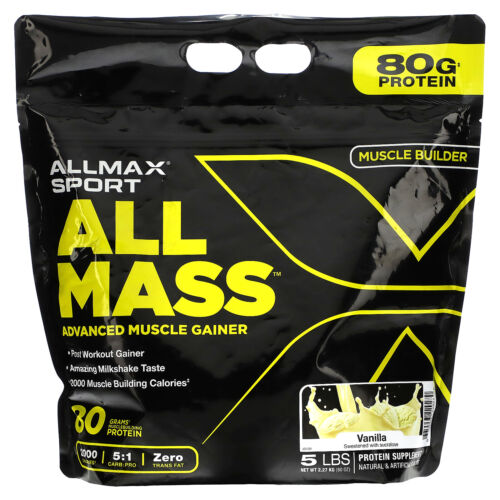 Sport, All Mass, Advanced Muscle Gainer, Vanilla, 5 lbs, 2.27 kg (80 oz) - Picture 1 of 2