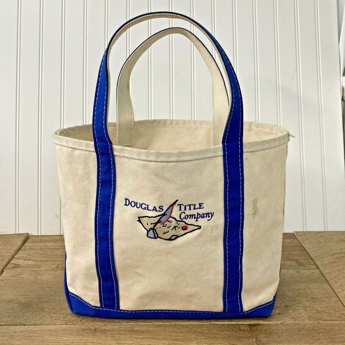 VTG LL Bean Boat & Tote Blue Trim 14 VTG LL Bean Boat & Tote Blue Trim 14