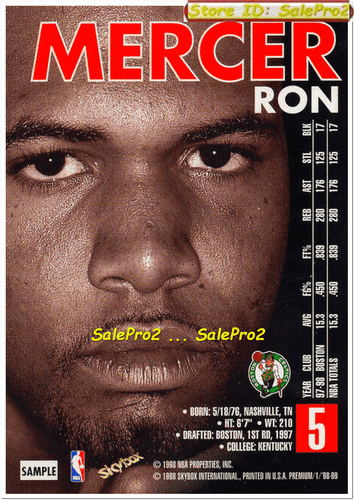SKYBOX PREMIUM 1998 RON MERCER NBA BOSTON CELTICS SUPERSTAR PROMO MINT #SAMPLE - Picture 3 of 4