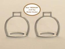 HORSING AROUND Medium OLD STYLE ROCKING HORSE STIRRUPS (1:8 Scale) Pewter/Silver