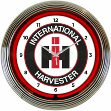 International Harvester Neon Clock Gameroom Basement Mancave Wall Art Decor