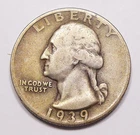 United States 1939 S Washington Quarter F-VF KEY San Francisco SILVER U.S.A. 25¢