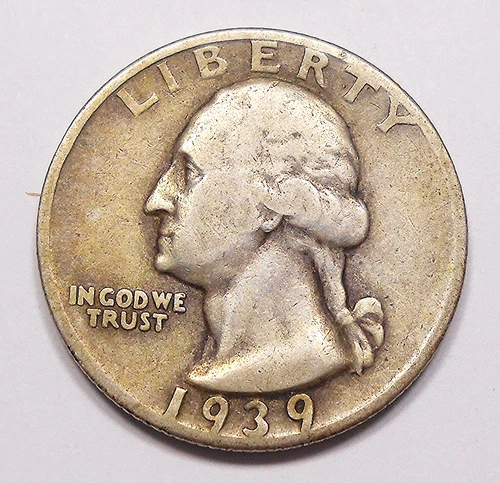 United States 1939 S Washington Quarter F-VF KEY San Francisco SILVER U.S.A. 25¢