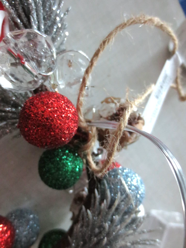 NUEVO adorno de corona de menta iluminada Pottery Barn árbol de Navidad 6,5" nuevo con etiquetas Foto 4 de 4