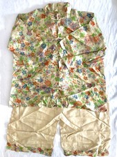 Rare Vintage 1920s Japan Pongee Raw Silk Child Pajama Set Top Bottom