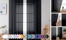 Sheer Curtains 90 Inches Long, Light Filtering 42"W x 90"L Pack of 2 Black