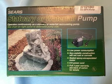 SEARS STATUARY FOUNTAIN WATERFALL SUBMERSIBLE POND PUMP 180 GPH  NEW OLD STOCK