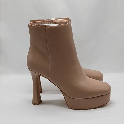 INC International Concepts Alize Platform Booties Women 9M Tan Faux Leather Boot