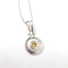 Vintage 14k white gold Yellow Diamond Bezel Pendant 0.15 ct