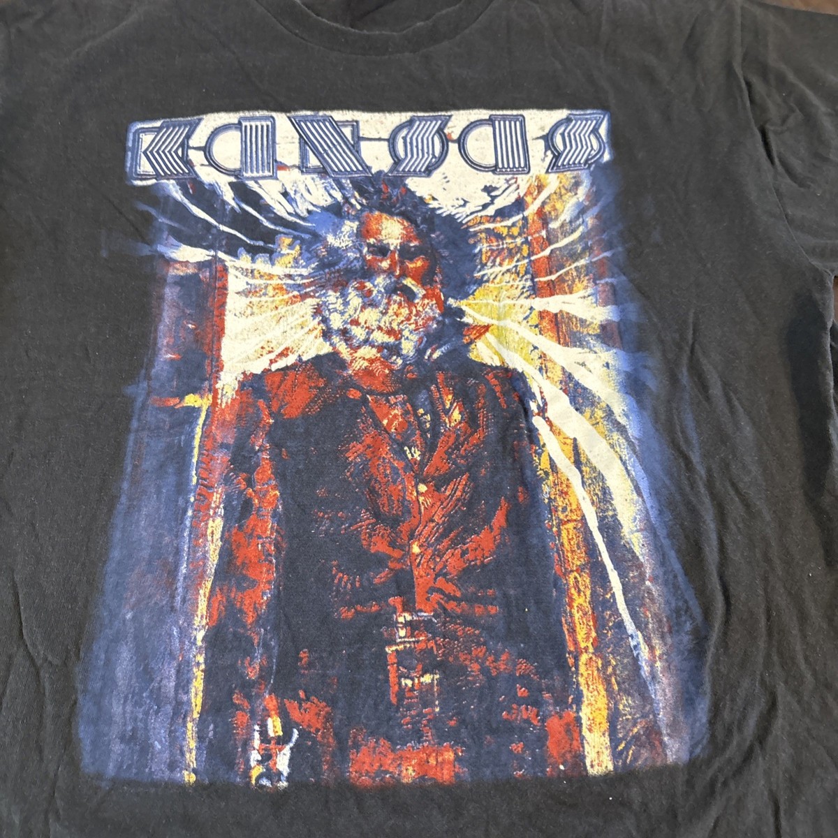 Kansas 1996 Summer Tour Band L Black Cotton T-Shirt vintage 