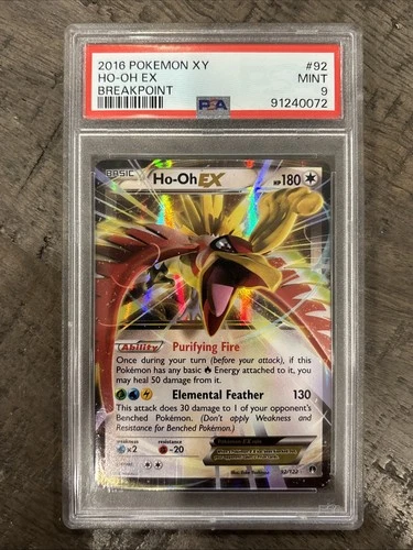 2016 POKEMON XY BREAKPOINT #92 HO-OH EX PSA 9