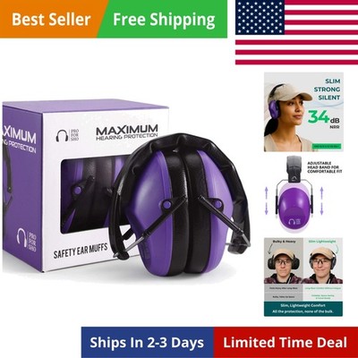 34dB NRR Hearing Protection Ear Muffs   Highest NRR Compact Design Ear Protec...