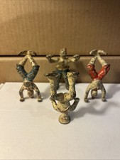 Antique 1930  s Grey Cast Iron Clever Clowns  Sailor Sam Circus Acrobat Figures