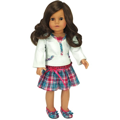 Sophias 18" Dolls Clothing  Long Sleeved Shirt Plaid Skirt Doll Hot Pink Blue