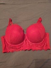 Cacique Bra 44DD Red Floral Lace With Underwire