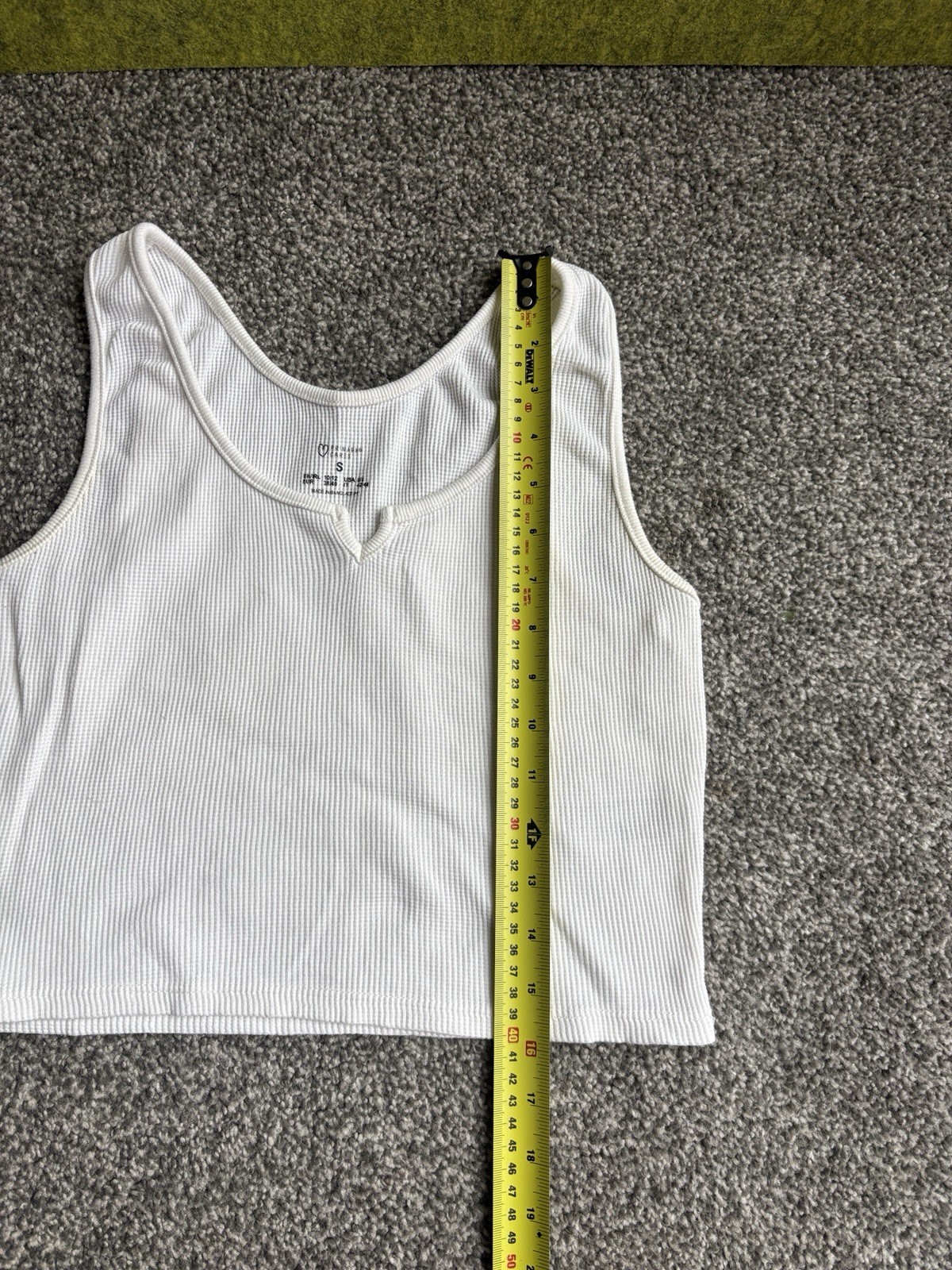 Primark ribbed crop tank top White S V-neck Cami Henley Vest Classic Daily Wear image 5