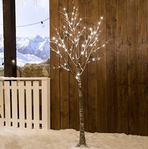 Pre-Lit 4ft Snowy White Birch Twig Tree for Indoor & Outdoor Festive Decor - Image 4 of 4