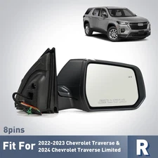 Right Passenger Side View Mirror For 2022-2023 Chevy Traverse 8 Pins w/ Heated