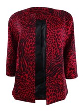 Kasper Women's Printed Jacket 4, Fire Red/Black 093487694978