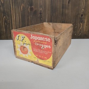 Vintage Japanese Mandarin Oranges Wooden Crate Wood Box J.F. Growers