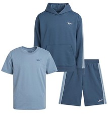 Boys' Active Shorts Set - 3 Piece Performance Mesh Hoodie Sweatshirt, Gym Sho...