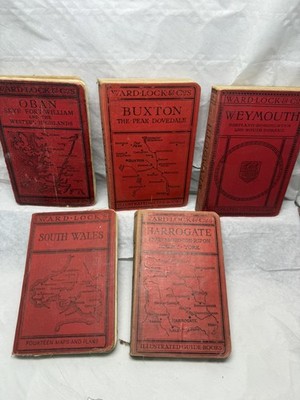 Ward Lock Illustrated Guide Books x5 Vintage Travel Maps Scotland Wales 