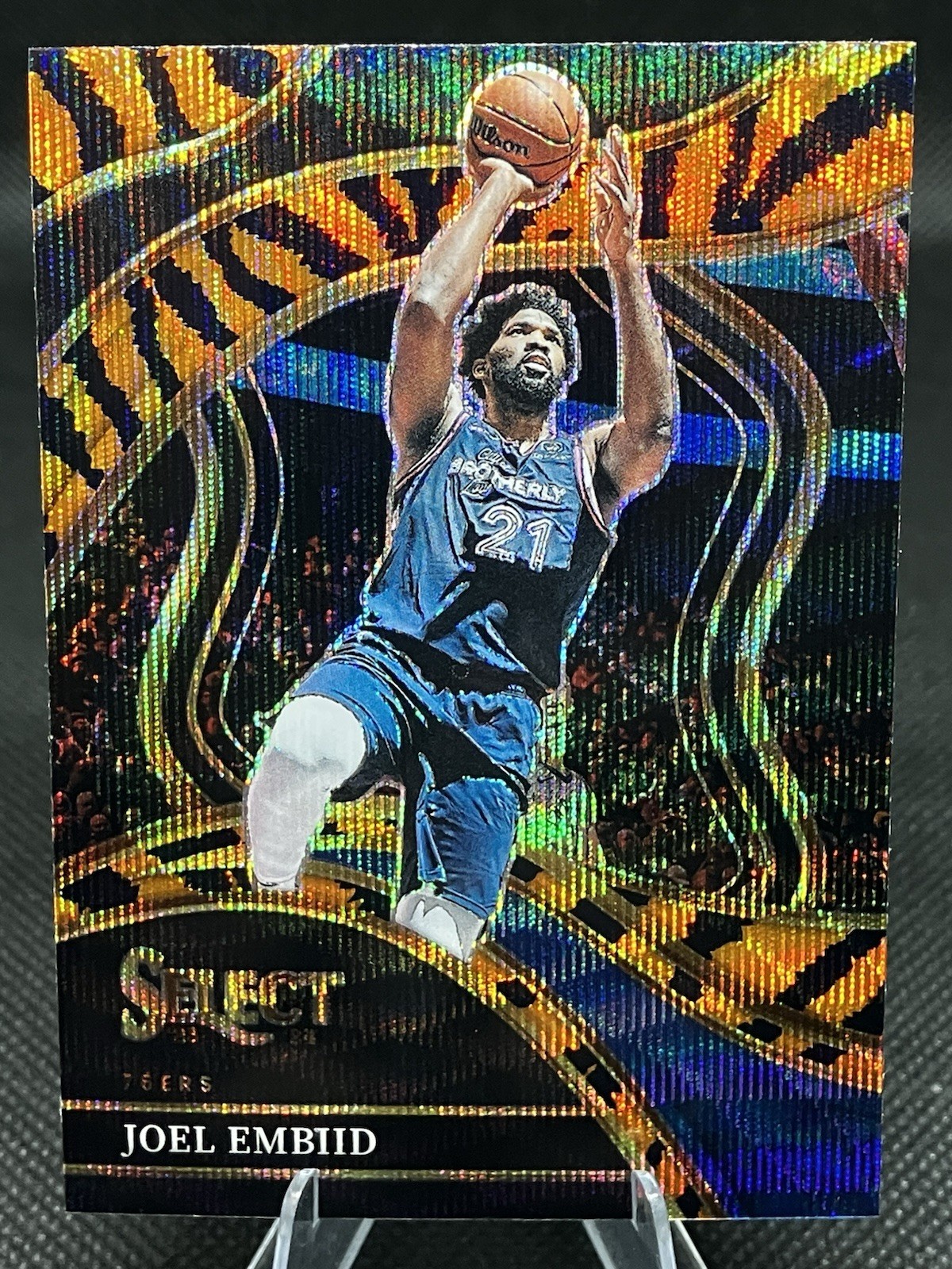 2023-24 Paninj Select Courtside Joel Embiid Tiger Prizm | Card No. 204 | 76ers