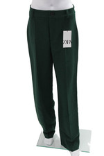 Pantalone elegante uomo Zara verde chiusura bottoni classico autunno taglia M