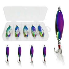 Fishing Spoons Lures for Freshwater & Saltwater  5 Pcs Treble Hook Jigs