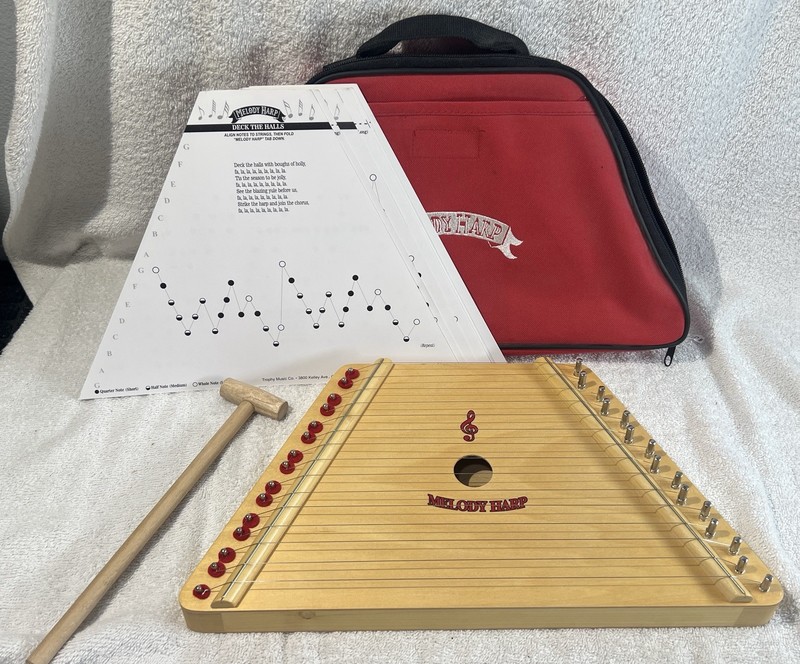 Melody Harp Lap Harp w Case Key & 18 Double-Sided Song Sheets