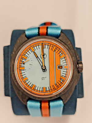 Zelos GT Forged Carbon Heritage Gulf Racing Colors Watch Power Reserve Indicator