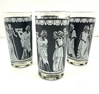 Set of 4 Wedgewood Green & White Jeanette Jasperware Glasses Greek Design 10 oz