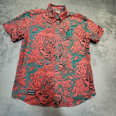Killer Acid X Santa Cruz Shirt Mens M Green Graphic Short Sleeve Button Up