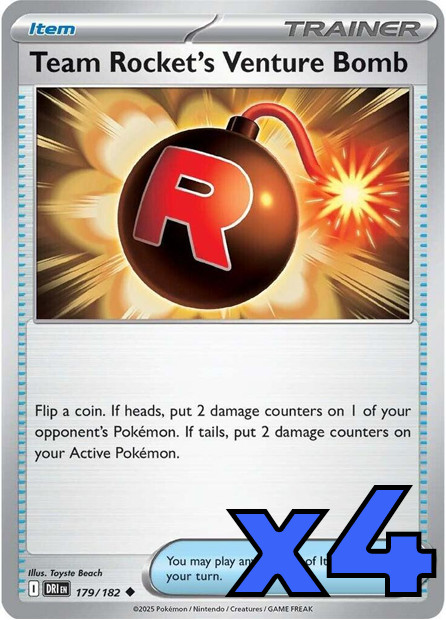4x Team Rocket's Venture Bomb 179/182 Destined Rivals PLAYSET x4 - Pokemon TCG
