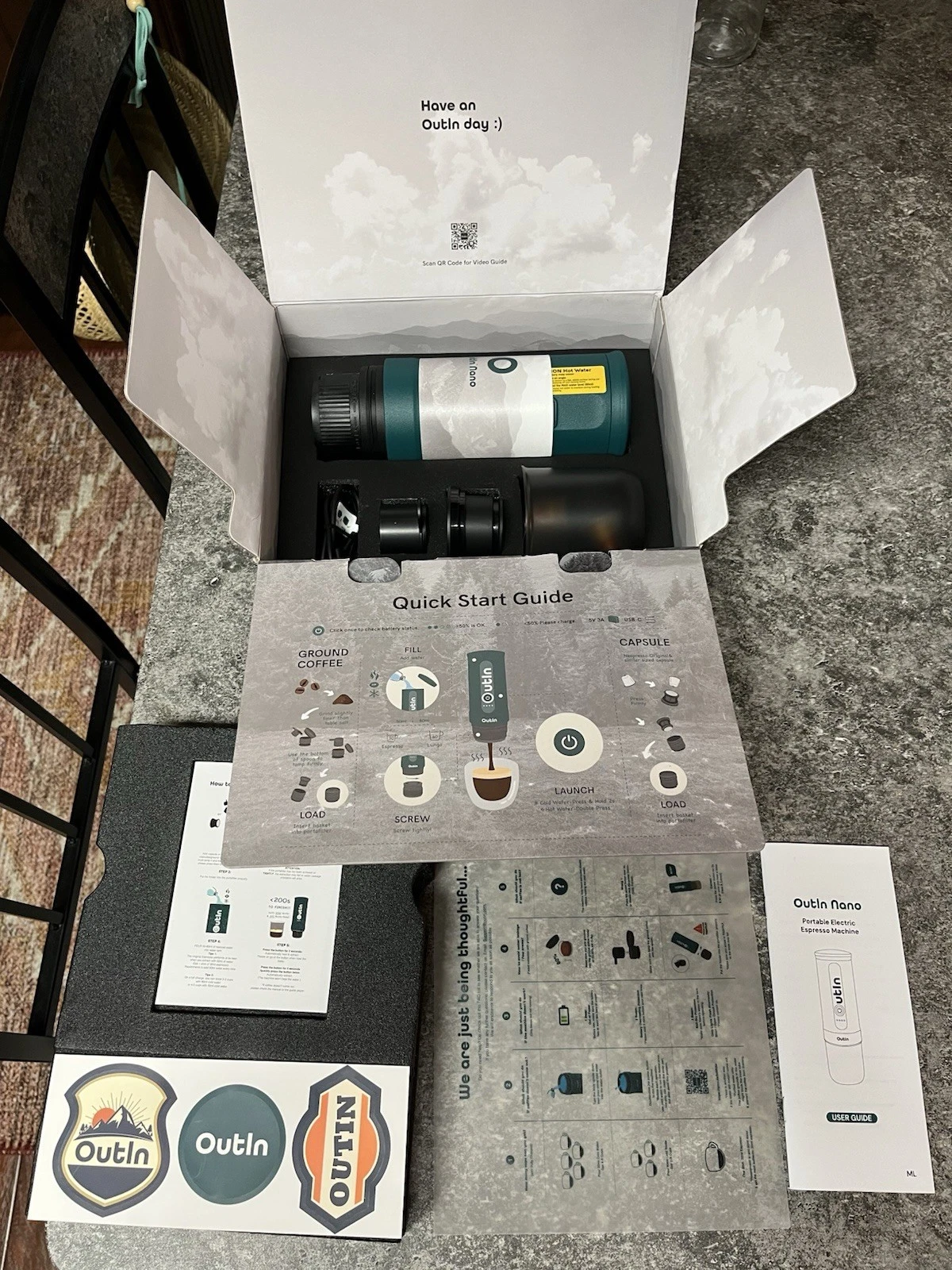 Outlander Nano Portable Electric Espresso Machine (in dark green)- New