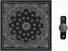 27 Inch Wild Rag Cowboy Scarves for Men Large Rancher Neckerchief Silk Black NEW