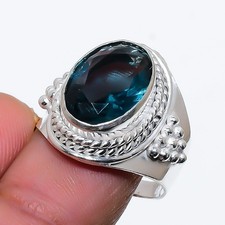 London Blue Topaz Gemstone 925 Sterling Silver Jewelry All Size Ring For Gift