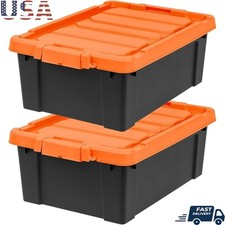 Tapered Design Stackable Lockable Plastic Containers Nesting Storage Bins 2 Pack