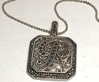 Vintage Signed "P" Thailand 925 Sterling Silver Marcasite Pendant Chain Necklace — photo 3