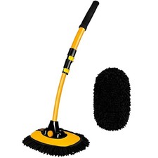 Car Wash Brush with Long Handle, 15 Curved Car Cleaning Brush with Extension