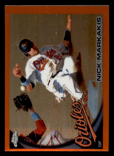 Nick Markakis [Orange Refractor] #152 2010 Topps Chrome card