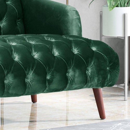 Noble House Adelia 73.25 in. Emerald Solid Velvet 3-Seats Camelback Sofa with No - Picture 6 of 11