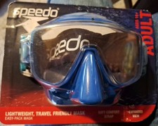 Speedo Adult 14 Expandable View Mask Goggles Blue - Travel Friendly Easy Pack
