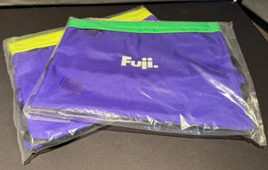 Vintage Fuji 80s 90s Nylon Neon Retail Promo Zipper Tote Bags Qty 2 Purple